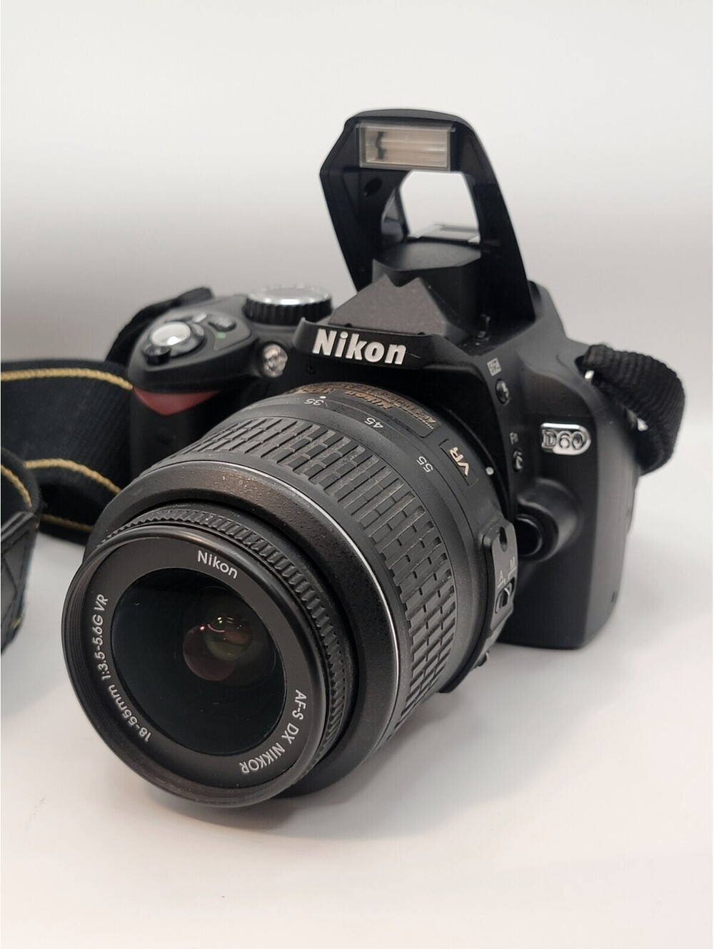 Nikon D60 DSLR Camera w/ 18-55mm VR Lens, Strap & Battery